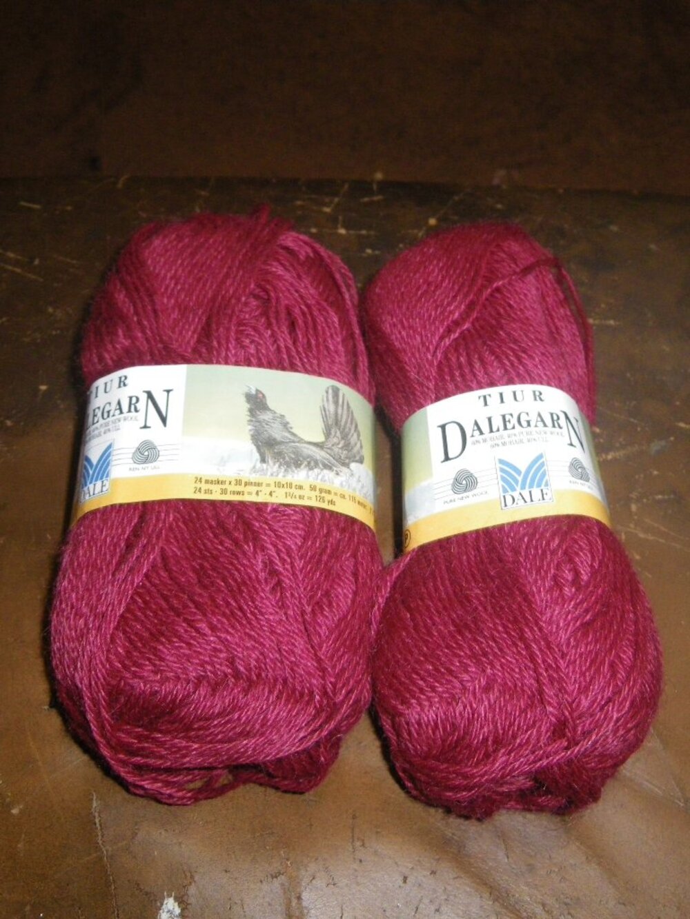 2 Small Skeins Tiur Dalegarn Mohair & Wool Blend Yarn Color Red 126 yds ea.